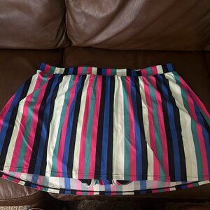 🎉 Cacique Plus Size 26 Swim Skirt – Bold Multicolor Vertical Stripes 🎉